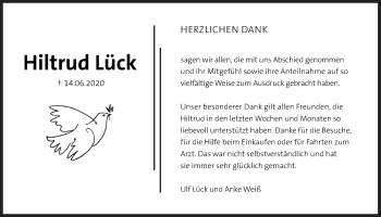 Traueranzeige von Hiltrud Lück von Siegener Zeitung