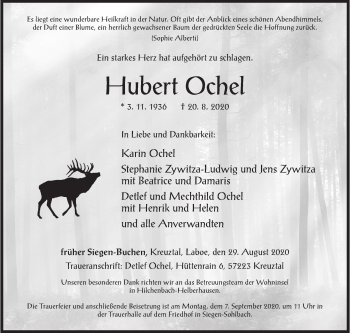 Traueranzeige von Hubert Ochel von Siegener Zeitung