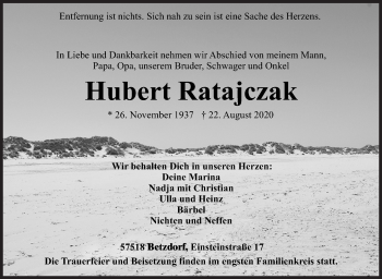Traueranzeige von Hubert Ratajczak von Siegener Zeitung