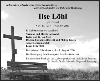 Traueranzeige von Ilse Löhl von Siegener Zeitung