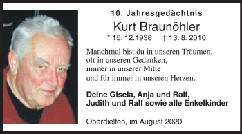 Traueranzeige von Kurt Braunöhler von Siegener Zeitung