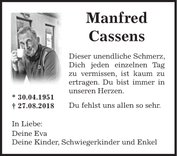 Traueranzeige von Manfred Cassens von Siegener Zeitung