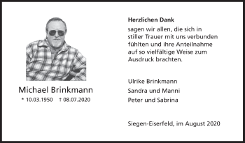Traueranzeige von Michael Brinkmann von Siegener Zeitung