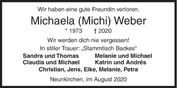 Traueranzeige von Michaela Weber von Siegener Zeitung