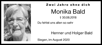 Traueranzeige von Monika Bald von Siegener Zeitung