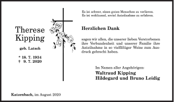 Traueranzeige von Therese Kipping von Siegener Zeitung