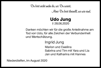 Traueranzeige von Udo Jung von Siegener Zeitung