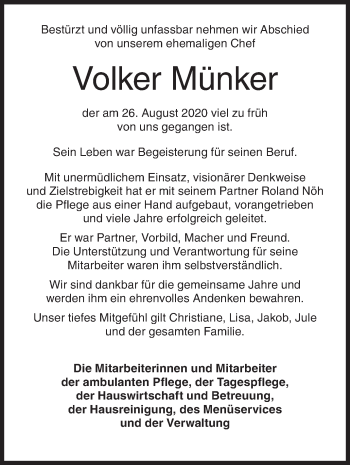 Traueranzeige von Volker Münker von Siegener Zeitung