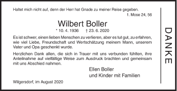 Traueranzeige von Wilbert Boller von Siegener Zeitung