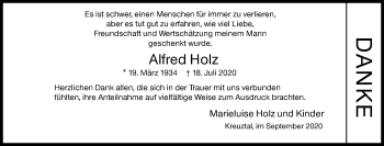 Traueranzeige von Alfred Holz von Siegener Zeitung