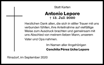 Traueranzeige von Antonio Lepore von Siegener Zeitung