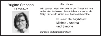 Traueranzeige von Brigitte Stephan von Siegener Zeitung