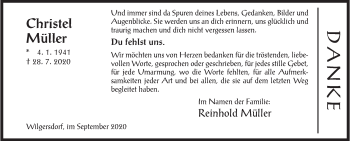Traueranzeige von Christel Müller von Siegener Zeitung