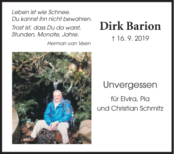 Traueranzeige von Dirk Barion von Siegener Zeitung