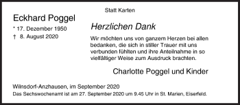 Traueranzeige von Eckhard Poggel von Siegener Zeitung