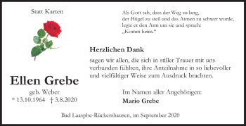 Traueranzeige von Ellen Grebe von Siegener Zeitung