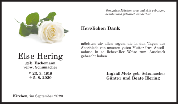 Traueranzeige von Else Hering von Siegener Zeitung