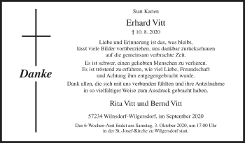 Traueranzeige von Erhard Vitt von Siegener Zeitung