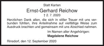 Traueranzeige von Ernst-Gerhard Reichow von Siegener Zeitung