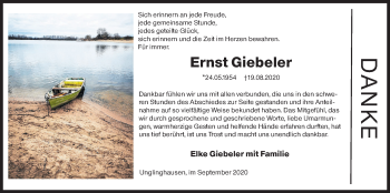 Traueranzeige von Ernst Giebeler von Siegener Zeitung