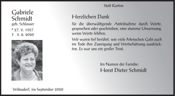Traueranzeige von Gabriele Schmidt von Siegener Zeitung