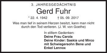 Traueranzeige von Gerd Fuhr von Siegener Zeitung