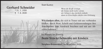 Traueranzeige von Gerhard Schneider von Siegener Zeitung