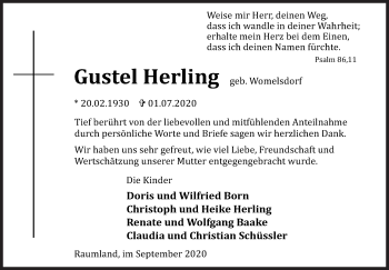 Traueranzeige von Gustel Herling von Siegener Zeitung