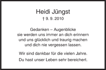 Traueranzeige von Heidi Jüngst von Siegener Zeitung