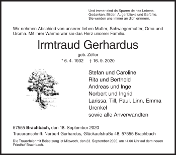 Traueranzeige von Irmtraud Gerhardus von Siegener Zeitung