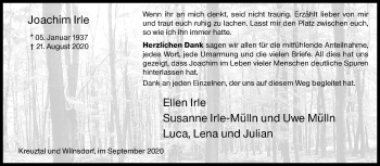 Traueranzeige von Joachim Irle von Siegener Zeitung