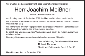 Traueranzeige von Joachim Meißner von Siegener Zeitung