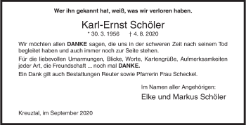 Traueranzeige von Karl-Ernst Schöler von Siegener Zeitung