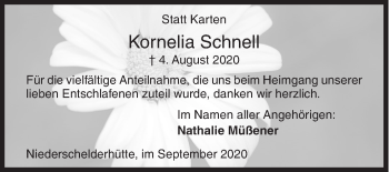 Traueranzeige von Kornelia Schnell von Siegener Zeitung