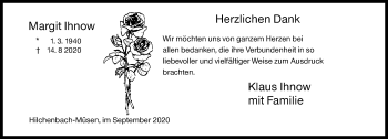 Traueranzeige von Margit Ihnow von Siegener Zeitung