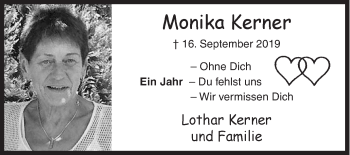 Traueranzeige von Monika Kerner von Siegener Zeitung