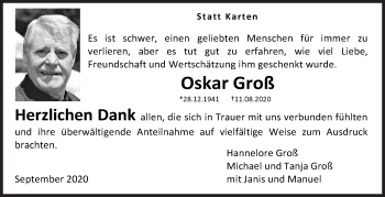 Traueranzeige von Oskar Groß von Siegener Zeitung