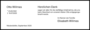 Traueranzeige von Otto Willmes von Siegener Zeitung