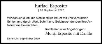 Traueranzeige von Raffael Esposito von Siegener Zeitung
