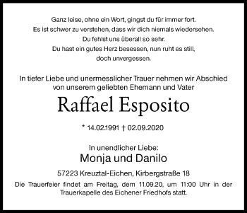 Traueranzeige von Raffael Esposito von Siegener Zeitung