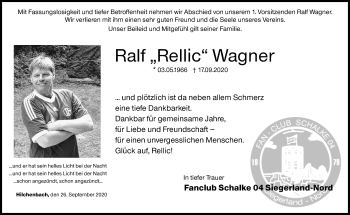 Traueranzeige von Ralf Wagner von Siegener Zeitung