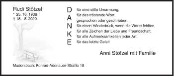 Traueranzeige von Rudi Stötzel von Siegener Zeitung