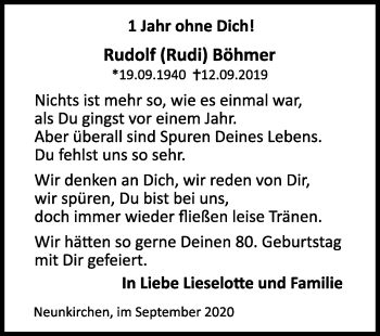 Traueranzeige von Rudolf Böhmer von Siegener Zeitung