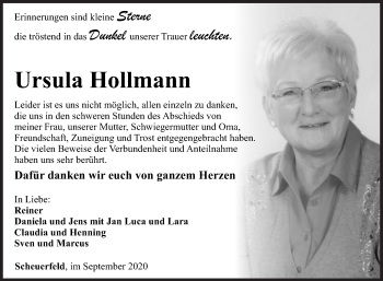 Traueranzeige von Ursula Hollmann von Siegener Zeitung