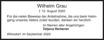 Traueranzeige von Wilhelm Grau von Siegener Zeitung