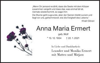 Traueranzeige von Anna Maria Ermert von Siegener Zeitung