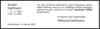Traueranzeige von Arnold Gaßmann von Siegener Zeitung