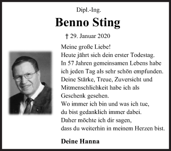 Traueranzeige von Benno Sting von Siegener Zeitung