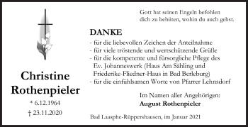 Traueranzeige von Christine Rothenpieler von Siegener Zeitung