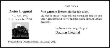 Traueranzeige von Dieter Liegmal von Siegener Zeitung